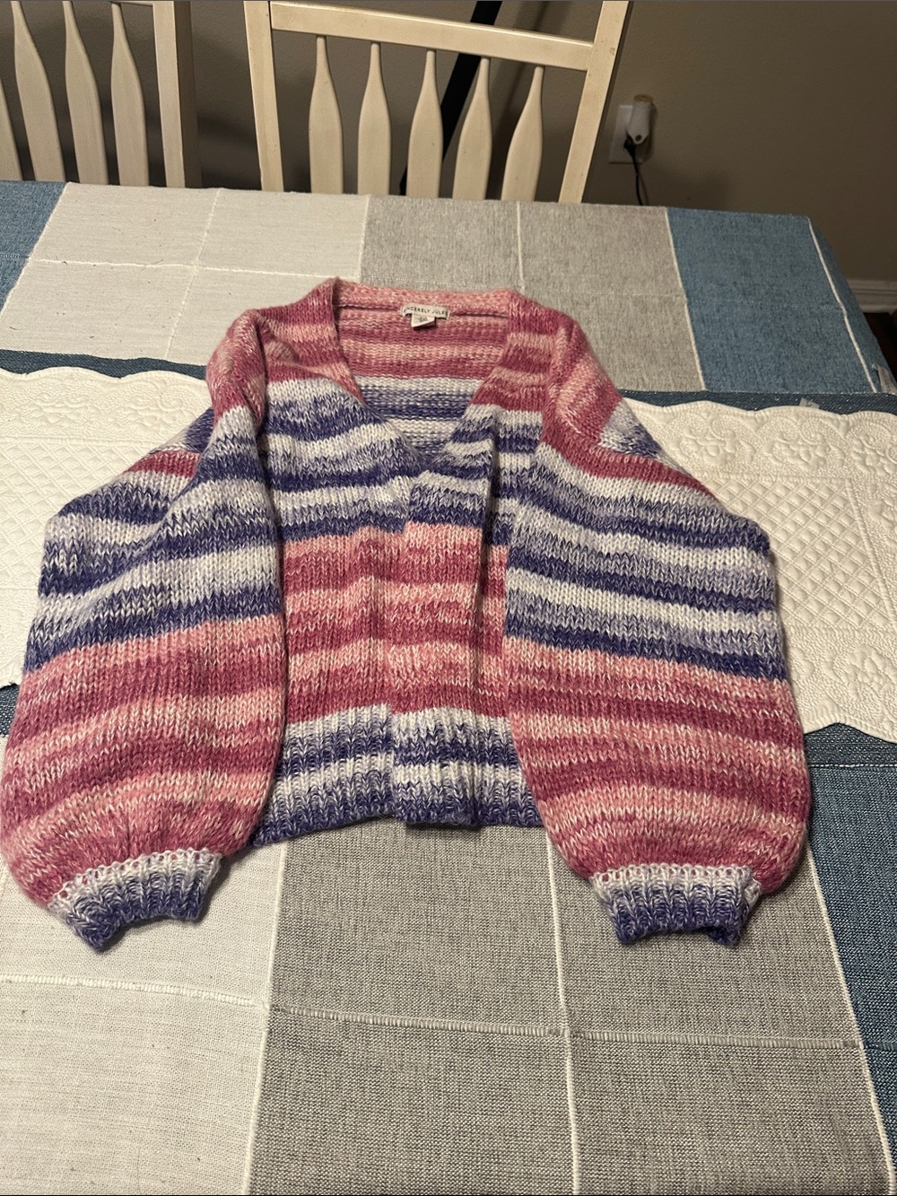 Sincerly Jules Striped Open-Front Cardigan - Pink, Blue & Cream